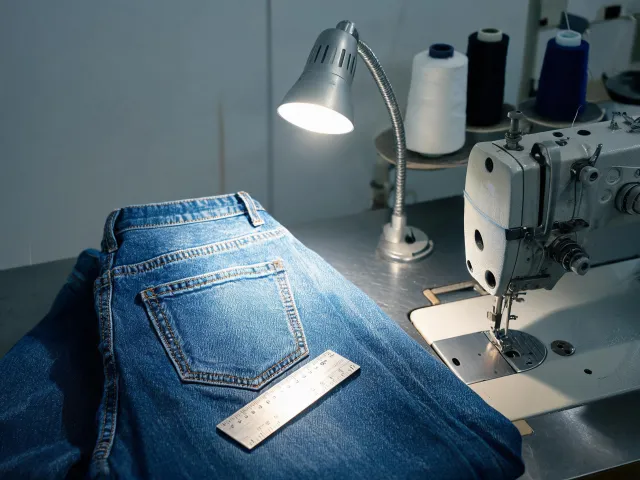 Denim pocket sewing sample inspection